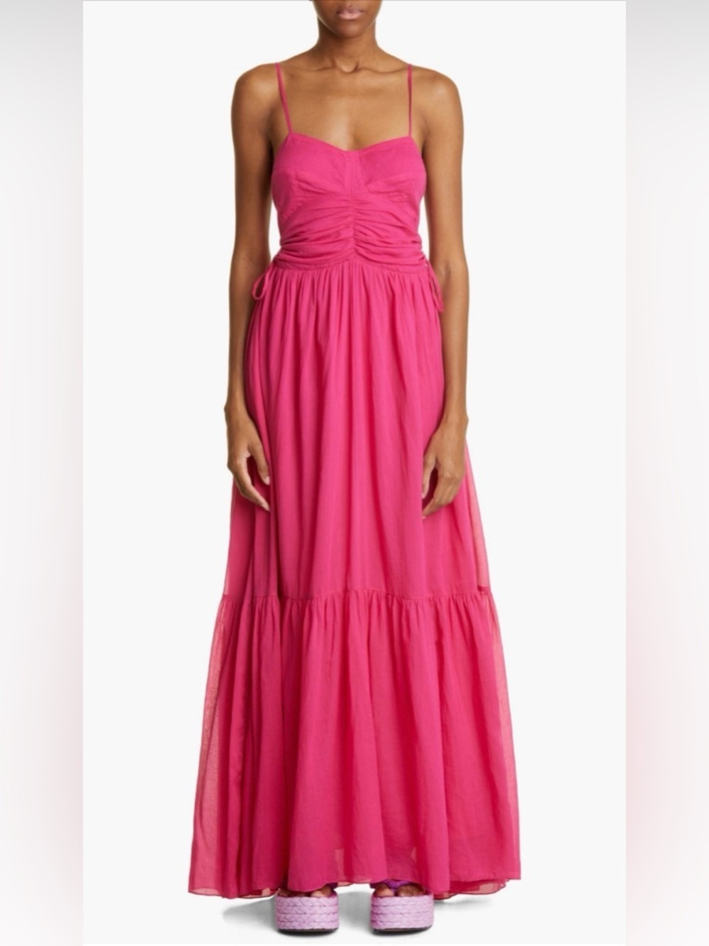 Isabel Marant Fuchsia Ruched Spaghetti-Strap Maxi Dress